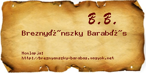Breznyánszky Barabás névjegykártya